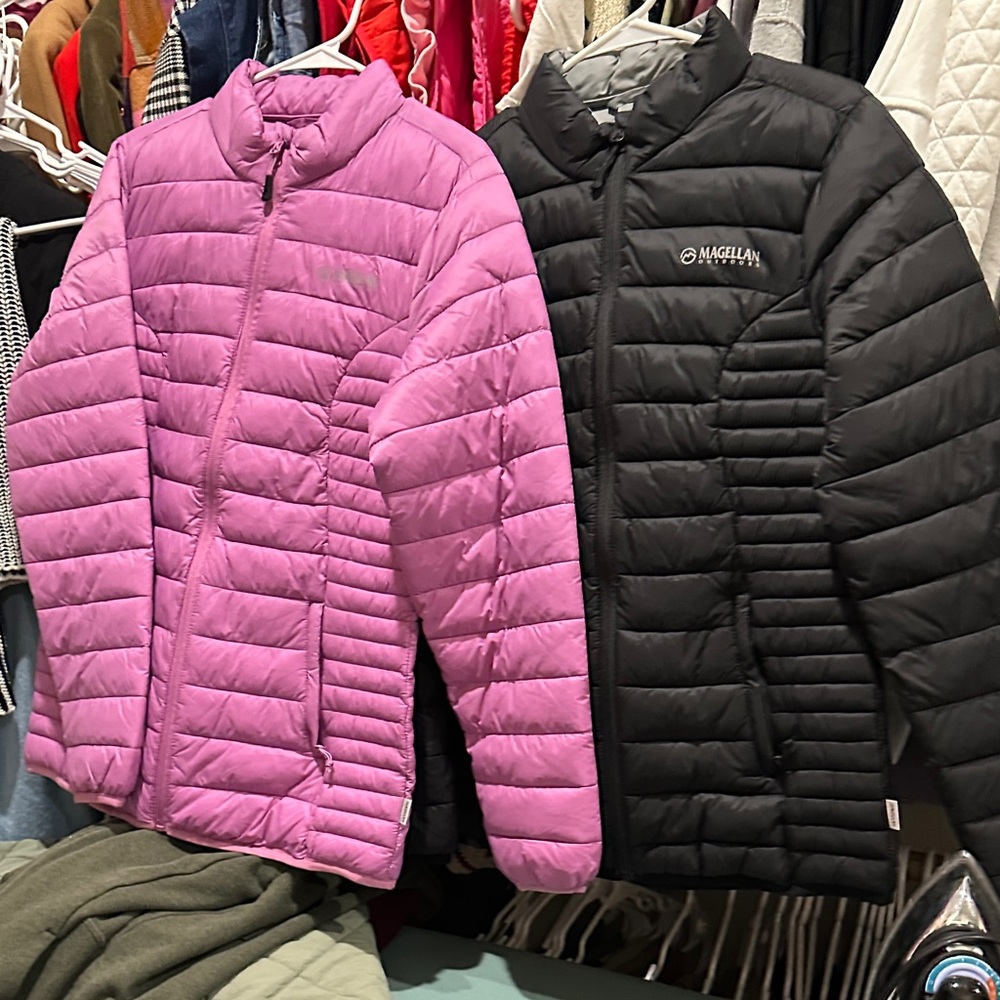 Magellan Pink and Black Puffer Jackets -TWO